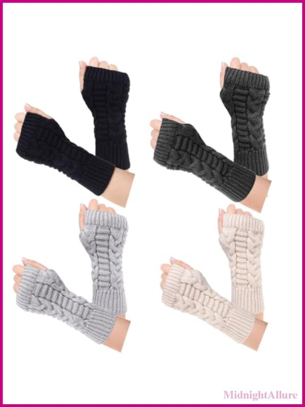 Fingerless Gloves Women Winter Warm Knit Arm Warmers Acrylic